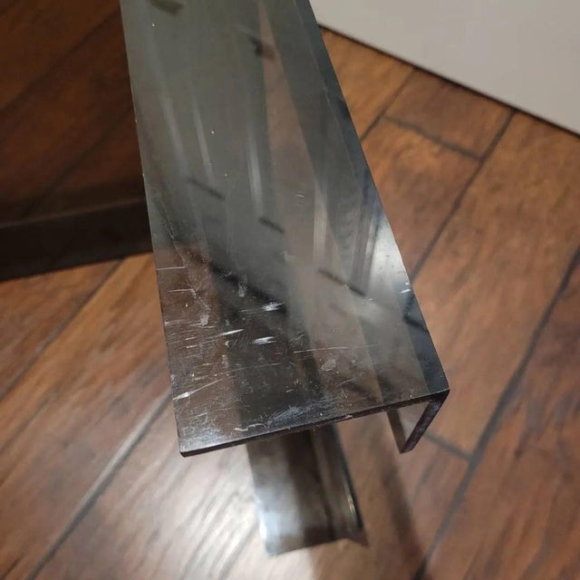 Dark Gray Vintage 1970s Smoked Lucite Acrylic End Table With Beveled Top For Sale - Image 8 of 16
