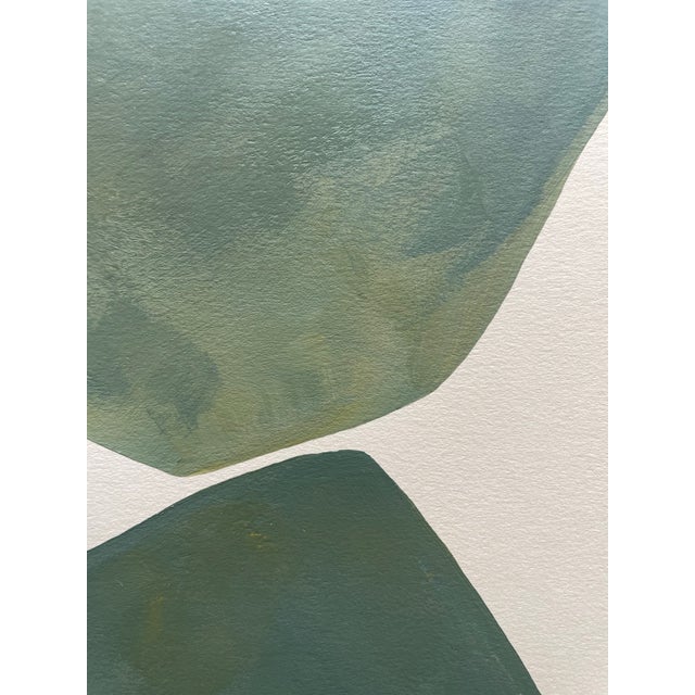 Abstract minimalist acrylic painting on French hand crafted cotton paper. Framed in a gold frame. All works on paper are...