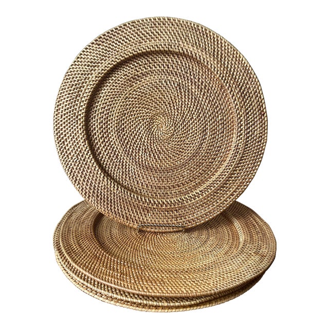 Rattan Honey Blond Woven Chargers/Placemats-Set 4 For Sale