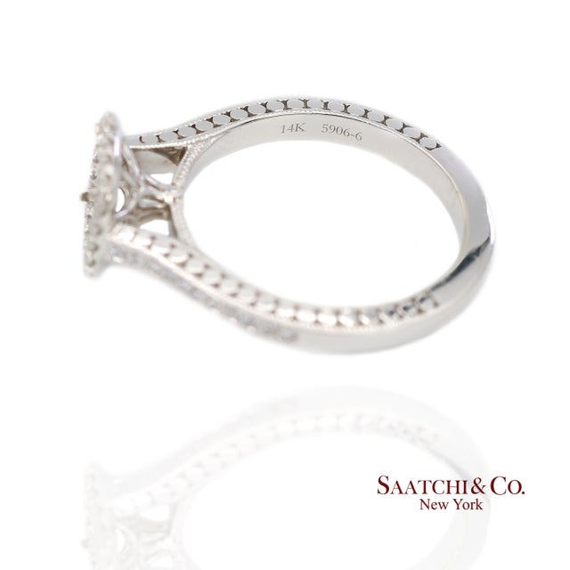 Metal 14k (585) White Gold Natural Brilliant Diamond Semi Mount Ring Size 7 For Sale - Image 7 of 11