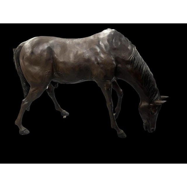 Bronze Grazing Horse Garden Sculpture For Sale - Image 3 of 17