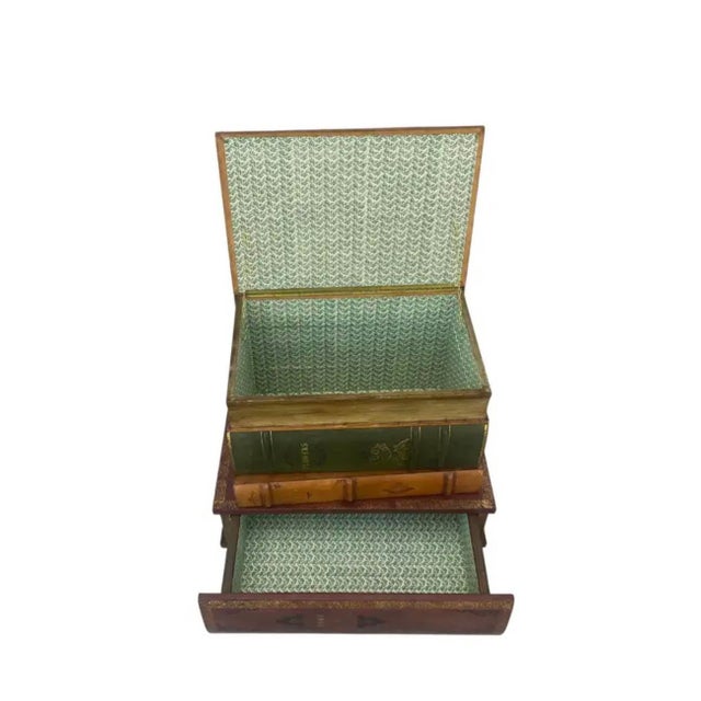 Edwardian Faux Stacked Books Side Table, made in Italy. Table features a design of four faux bound volumes each with...