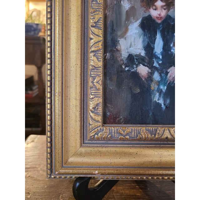 Ramon Kelley Oil Painting Portrait of a Young Girl in a Victorian Dress For Sale - Image 10 of 11
