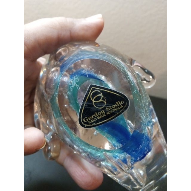 1980s Signed Gordon Studio Australia Art Glass Fish Sculpture For Sale - Image 4 of 7