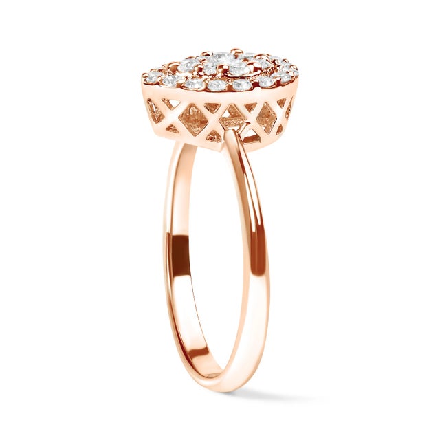Haus of Brilliance 10K Rose Gold 3/8 Cttw Round-Cut Diamond Pear Promise Ring - Size 7 For Sale - Image 4 of 7