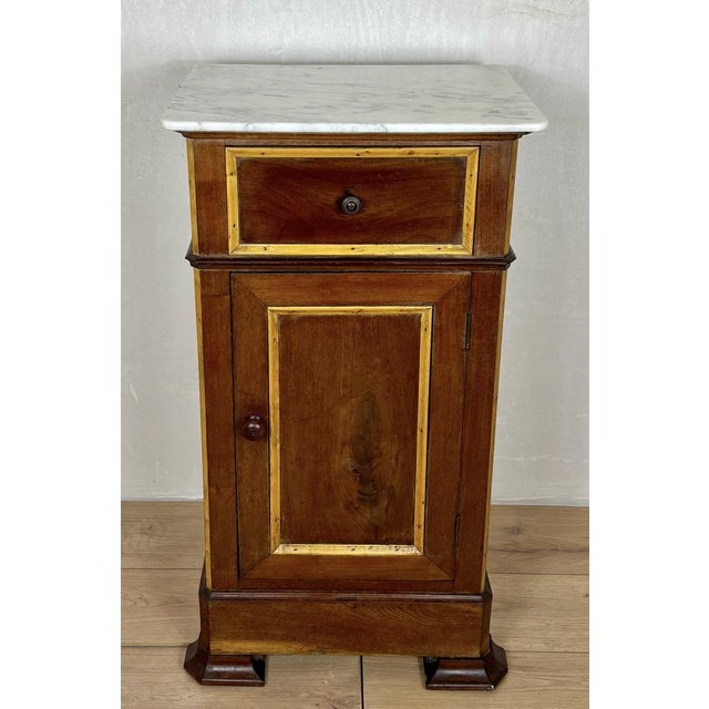 Spanish Wooden Nightstands with Marble Tops, 1930s, Set of 2 For Sale - Image 3 of 16