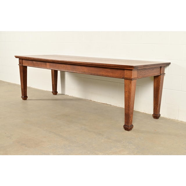 Charles Limbert Stickley Brother's Style Antique Mission Oak Arts & Crafts Harvest Dining Table, Newly Refinished For Sale - Image 4 of 11