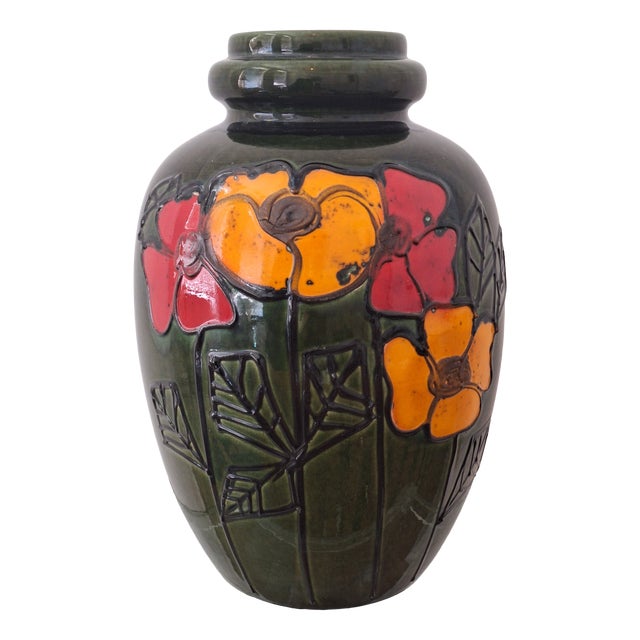 Large Vintage Brutalist Ceramic Floor Vase, 1960s For Sale