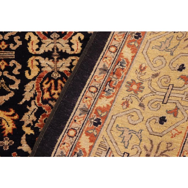 1980s Bohemien Ziegler Blue Gold Hand-Knotted Wool Rug - 9'1'' X 11'7'' For Sale - Image 9 of 10
