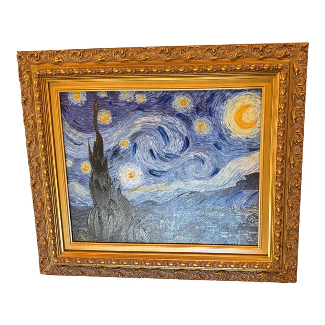 Late 20th Century Hand Painted Reproduction of Vincent Van Gogh’s “Starry Nights” With Certificate of Authenticity For Sale