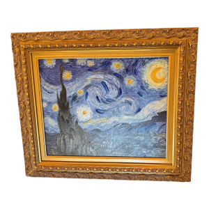 Late 20th Century Hand Painted Reproduction of Vincent Van Gogh’s “Starry Nights” With Certificate of Authenticity