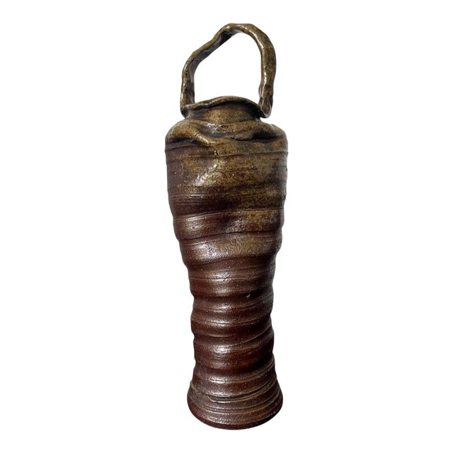 Japanese Ceramic Ikebana Vase Bizen Ware Nanba Koyo For Sale