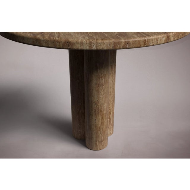 Zade Noche Travertine Marble Round Dining Table 35.4" For Sale - Image 4 of 5