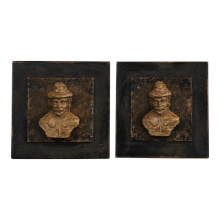 Pair of Vintage French Breton-Style Folk Art Relief Wall Plaques For Sale