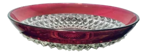 13” Large Vintage Glass Decorative Centerpiece Bowl With Red Band