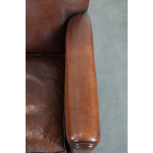 Brown Club Chair in Sheepskin Leather For Sale - Image 8 of 14