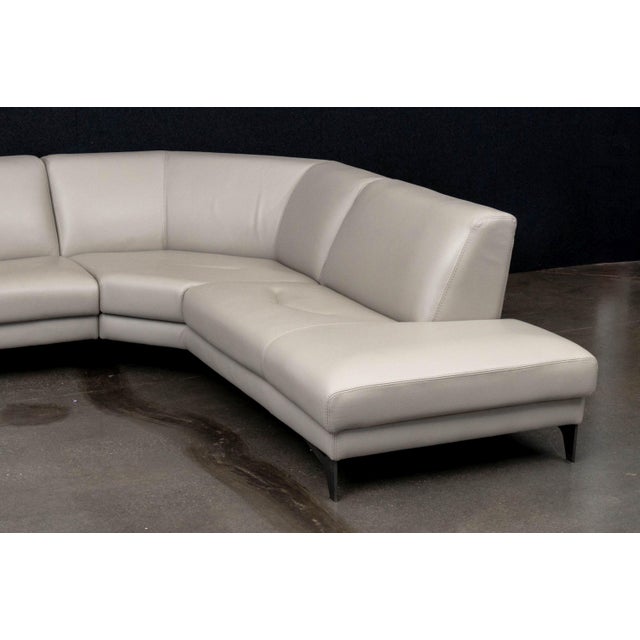 Roche Bobois Philippe Bouix for Roche Bobois "Reflexion" Gray Leather Upholstered Sectional Sofa For Sale - Image 4 of 10