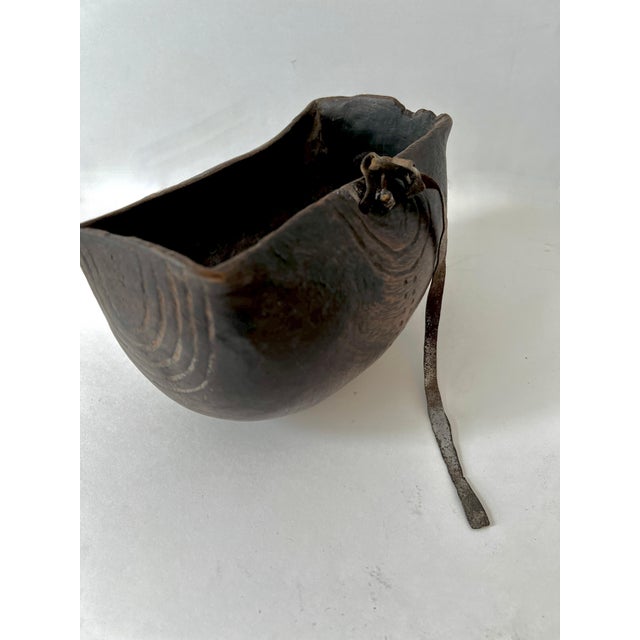 Brown African Tribal Art Hand-carved Wood Bowl with Unique Designed Characteristics For Sale - Image 8 of 12