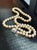 Glass Vintage Mid Century Glass Faux Pearl Necklace With Filigree Box Clasp For Sale - Image 7 of 12