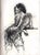 Figure by Chris Hopkins | Charcoal on paper of a seated nude figure from behind For Sale