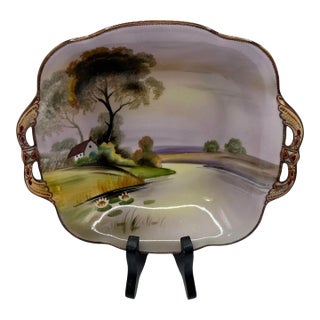 Vintage Nippon Hand Painted Bonbon Serving Dish For Sale