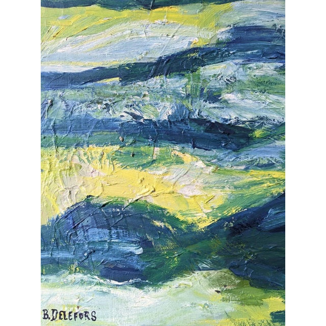 Mid-Century Modern Swedish "Waves" Vintage Abstract Oil Painting, Framed For Sale - Image 9 of 13