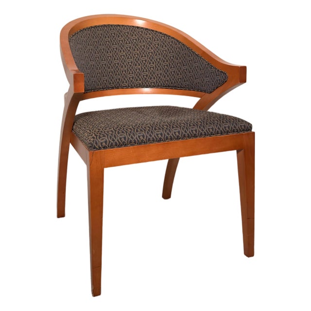 1990s Gunlocke Sculptural Wood Accent/Desk Chair With Curved Back For Sale