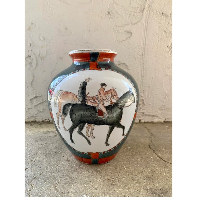 Chinoiserie Early 20th Century WBI Chinese Handpainted Equestrian Vase For Sale - Image 3 of 13