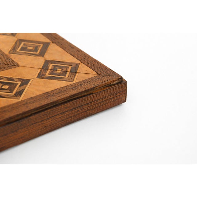 Geometric Brown Wood Marquetry Mirror by Pio Zanotti, Italy, 20th Century For Sale - Image 10 of 14