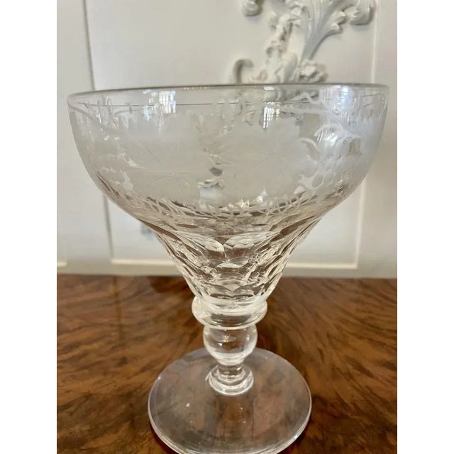 Large Antique Victorian Engraved Glasses, 1860, Set of 4 For Sale - Image 8 of 9
