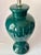 Postmodern Emerald-Green Ribbed Ceramic Lamps, Pair For Sale - Image 3 of 11