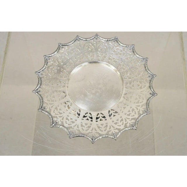 Victorian Silver Plated Draped Rim Small Footed Trinket Dish Platter Tray For Sale - Image 9 of 10