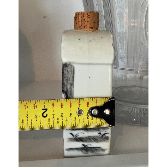 Fun Vintage Black and White Snuff Bottle With Jumping Dog and People Design 4.5"x3"x1.5" For Sale - Image 9 of 9