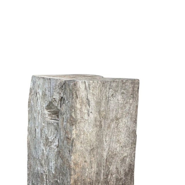 Solid Teak Wood Pedestal, Wonderful Age Related Patina, Modern Organic For Sale - Image 10 of 11