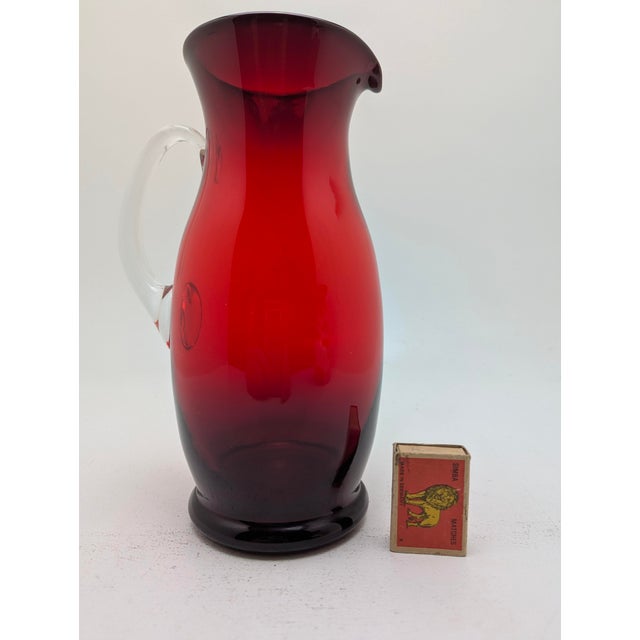 Glass Large Biedermeier Ruby-Red Glass Jug, Bohemia, 1850 For Sale - Image 7 of 10