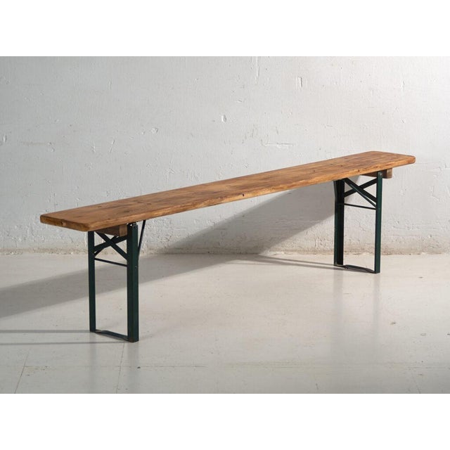 Wood Antique Beer Garden Table and Benches, Germany, 1960, Set of 3 For Sale - Image 7 of 9