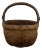 Mid 20th Century Vintage Chinese Hand Woven Farmers Willow Rice Gathering Basket Bentwood Handle For Sale