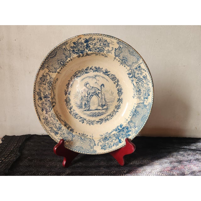 Antique French Hollow Plate from Terre de Fer de Grigny For Sale - Image 15 of 15