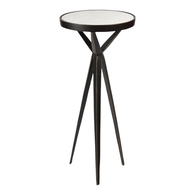 Adhara Aluminum Cocktail Table with Marble Top, 11" x 23.5" For Sale