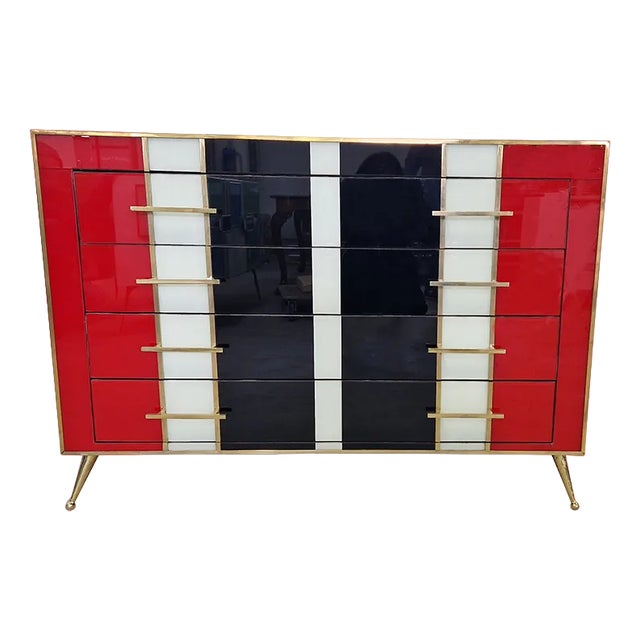 4-Drawer Glass Dresser, 1990s For Sale