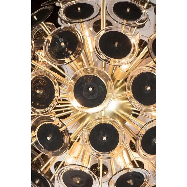 Modern Outstanding Modernist Vistosi Disc Sputnik Chandelier with Black and Clear Discs For Sale - Image 3 of 8