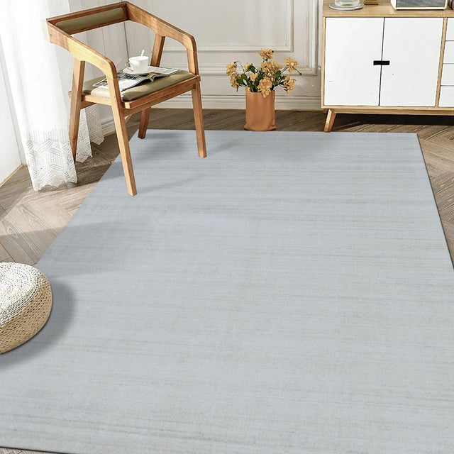2020s 8x10 Xena Maya Ivory Solid Minimalist Modern Handmade Wool & Viscose Carpet Rug For Sale - Image 5 of 5