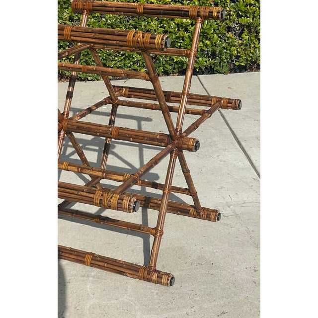 Brown Authentic McGuire Vintage Bamboo Dining Table Base, Hexagonal Shape For Sale - Image 8 of 9