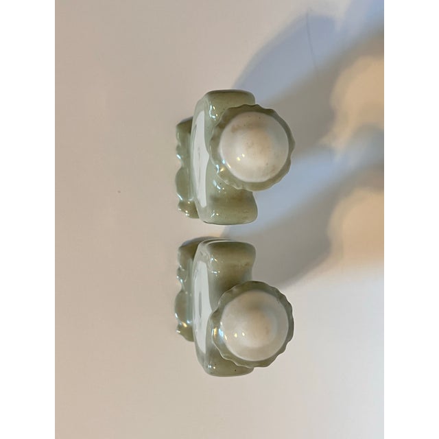 Pair of Ceramic Perfume Bottles, Pastel Green and White For Sale - Image 4 of 8
