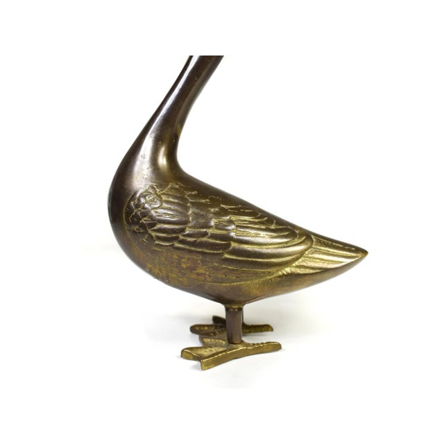 Vintage Brass Duck Bird Model Figurine For Sale - Image 6 of 7
