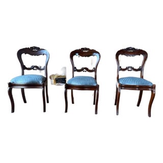 Antique Victorian Style Balloon Back Side Chairs. Set of 3 For Sale
