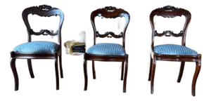 Antique Victorian Style Balloon Back Side Chairs. Set of 3
