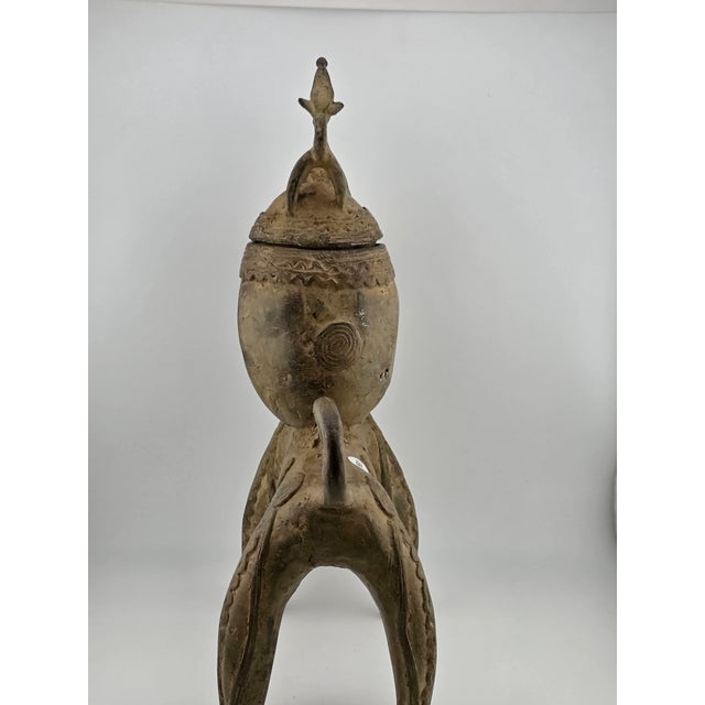 African Antique African Nobility Ceremonial Dogon Bronze Horse W/ Covered Container 12"h For Sale - Image 3 of 16