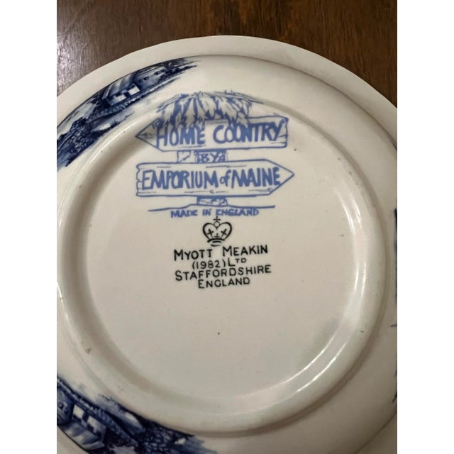 1980s Vintage Blue Ironstone Vegetable Bowl Home Country Myott Staffordshire England For Sale In West Palm - Image 6 of 6