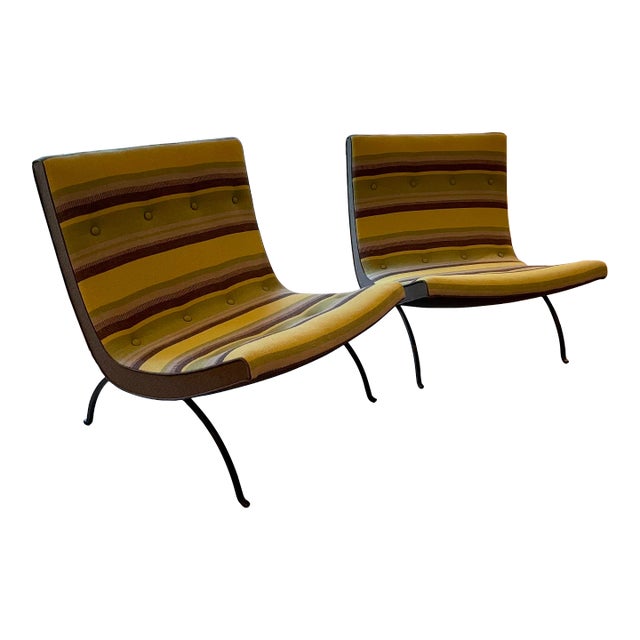 Pair of Milo Baughman Scoop Chairs With Label Mid Century Modern For Sale